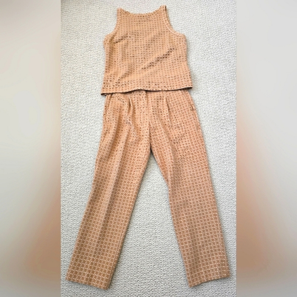 Ann Taylor Tan Sleeveless Top and Pants Set